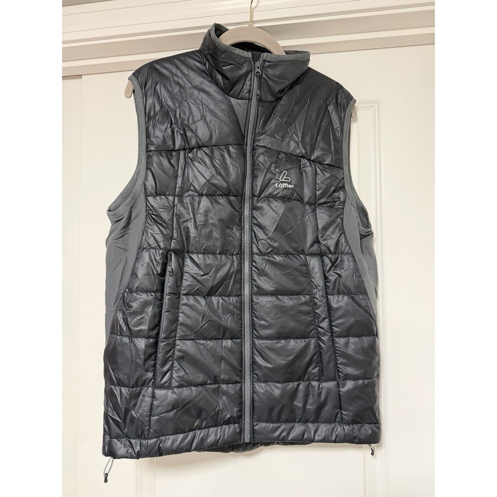 Löffler quilted puffer vest, Men's Size Small, Black/Gray‎